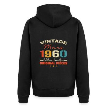 Mars 1960 anniversaire 1960 légendes Mars - Veste à capuche bio Premium Unisexe - noir - Dos - Nico (187cm)