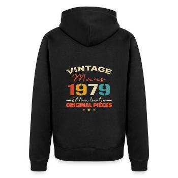 Mars 1979 anniversaire 1979 légendes Mars - Veste à capuche bio Premium Unisexe - noir - Dos - Nico (187cm)