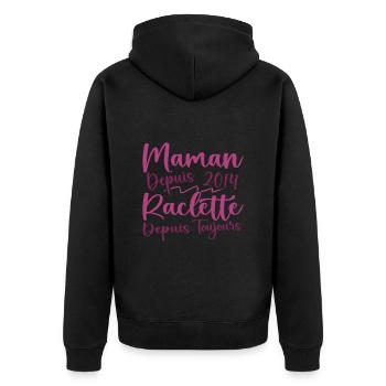 Maman depuis 2014 Raclette depuis toujours, Cadeau - Veste à capuche bio Premium Unisexe - noir - Dos - Nico (187cm)