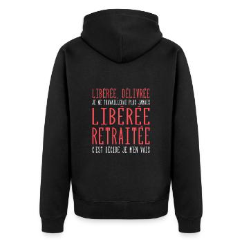 Liberée | Délivrée | Retraitée - Veste à capuche bio Premium Unisexe - noir - Dos - Nico (187cm)