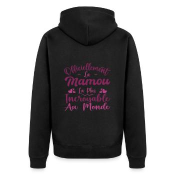 Officiellement La Mamou La Plus Incroyable Au Mond - Veste à capuche bio Premium Unisexe - noir - Dos - Nico (187cm)