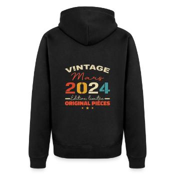 Mars 2024 anniversaire 2024 légendes Mars - Veste à capuche bio Premium Unisexe - noir - Dos - Nico (187cm)