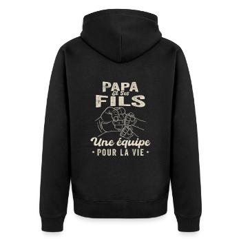 Papa Et Fils Une équipe Pour La Vie - Veste à capuche bio Premium Unisexe - noir - Dos - Nico (187cm)