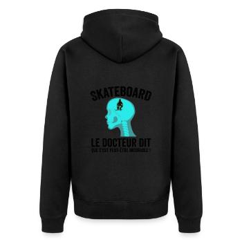 Skateboard Humour Skate Skateboarding Skating - Veste à capuche bio Premium Unisexe - noir - Dos - Nico (187cm)