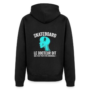 Skateboard Humour Skate Skateboarding Skating - Veste à capuche bio Premium Unisexe - noir - Dos - Nico (187cm)