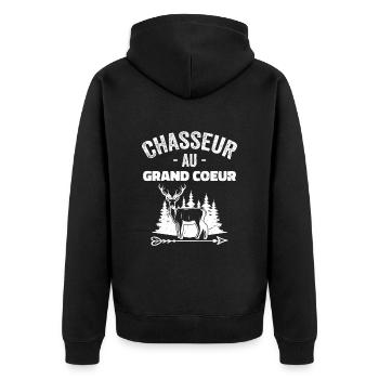 Chasseur Au Grand Coeur | Cadeau Meilleur Chasseur - Veste à capuche bio Premium Unisexe - noir - Dos - Nico (187cm)