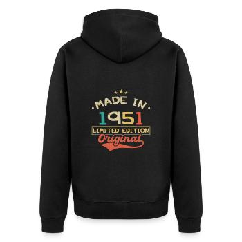 Baujahr 1951 | Limitierte Auflage 1951 | Original - Unisex Premium Bio Zip Hoodie - Schwarz - Hinten - Nico (187cm)