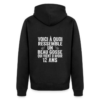 Voici À Quoi Ressemble Un Beau Gosse De 12 ans - Veste à capuche bio Premium Unisexe - noir - Dos - Nico (187cm)