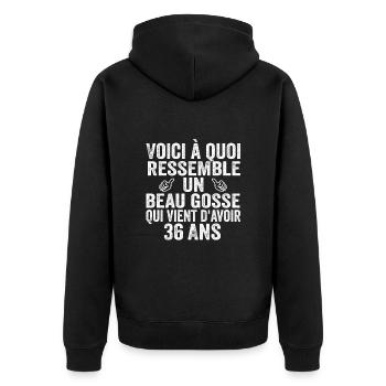 Voici À Quoi Ressemble Un Beau Gosse De 36 ans - Veste à capuche bio Premium Unisexe - noir - Dos - Nico (187cm)