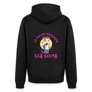 Enfant Fille La Vie Est Meilleure avec les Loups - Veste à capuche bio Premium Unisexe - noir - Dos - Nico (187cm)