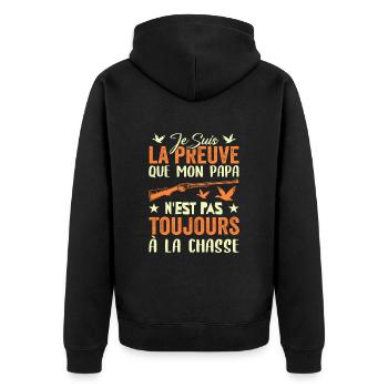 Preuve que papa n'est pas toujours à la chasse - Veste à capuche bio Premium Unisexe - noir - Dos - Nico (187cm)