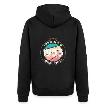 Geburtstagsgeschenk 1953 Frauen | Jahrgang 1953 - Unisex Premium Bio Zip Hoodie - Schwarz - Hinten - Nico (187cm)