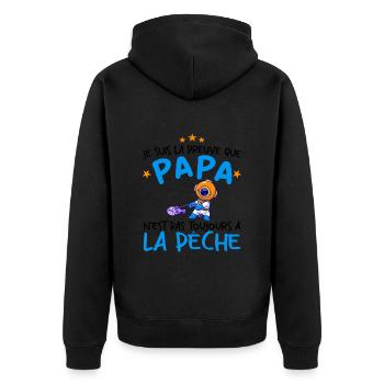 Preuve que mon papa pas toujours à la pêche - Veste à capuche bio Premium Unisexe - noir - Dos - Nico (187cm)
