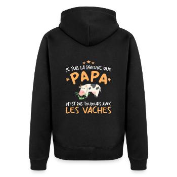 Preuve que mon papa pas toujours avec les vaches - Veste à capuche bio Premium Unisexe - noir - Dos - Nico (187cm)
