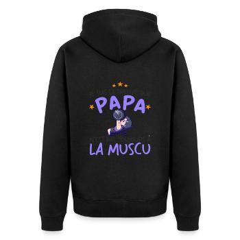Preuve que mon papa muscu, Papa Musclé, Nouveau-né - Veste à capuche bio Premium Unisexe - noir - Dos - Nico (187cm)