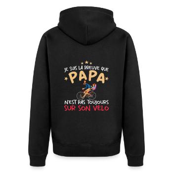 Papa cycliste cyclisme Bébé Nourrisson Naissance - Veste à capuche bio Premium Unisexe - noir - Dos - Nico (187cm)