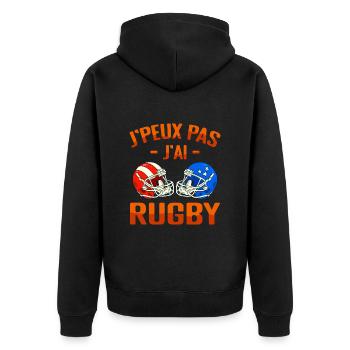 Je Peux Pas J'ai Rugby | rugby - Veste à capuche bio Premium Unisexe - noir - Dos - Nico (187cm)