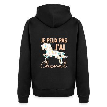 Je Peux Pas J'ai Cheval - Cadeau cheval Fleuri - Veste à capuche bio Premium Unisexe - noir - Dos - Nico (187cm)