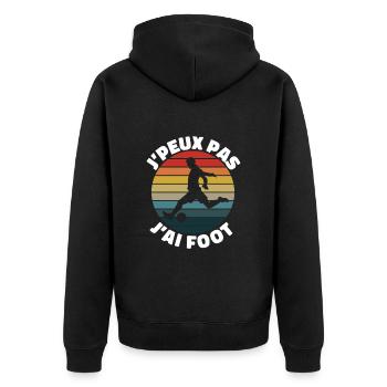 Je Peux Pas J'ai Foot | J'peux Pas J'ai foot - Veste à capuche bio Premium Unisexe - noir - Dos - Nico (187cm)