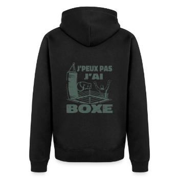 J'Peux Pas J'ai Boxe Humour Cadeau | Boxe Boxeuse - Veste à capuche bio Premium Unisexe - noir - Dos - Nico (187cm)