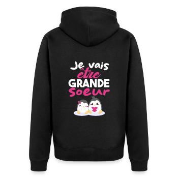 Future Grande Sœur | Annonce Grande Soeur Cadeau - Veste à capuche bio Premium Unisexe - noir - Dos - Nico (187cm)