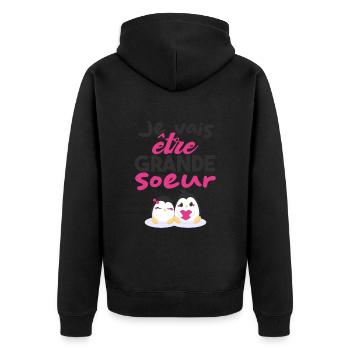 Future Grande Sœur | Annonce Grande Soeur Cadeau - Veste à capuche bio Premium Unisexe - noir - Dos - Nico (187cm)