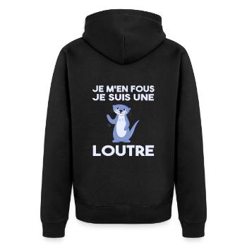 Je M'en Fous Je Suis Une Loutre - Veste à capuche bio Premium Unisexe - noir - Dos - Nico (187cm)
