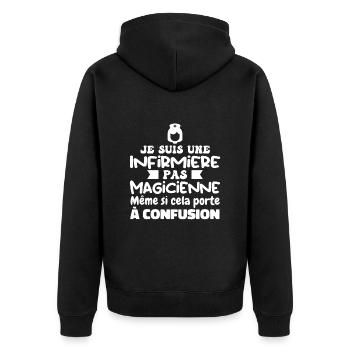 Infirmière pas Magicienne | Infirmière Humour - Veste à capuche bio Premium Unisexe - noir - Dos - Nico (187cm)