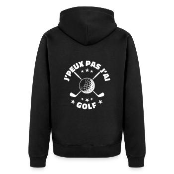 J'peux pas j'ai golf | GOLF SPORT - Veste à capuche bio Premium Unisexe - noir - Dos - Nico (187cm)