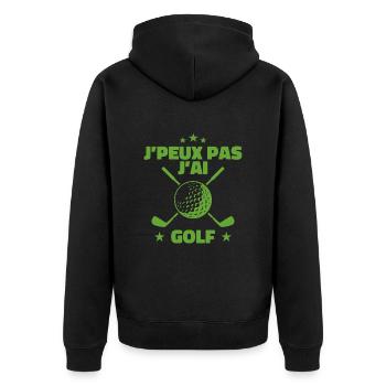 J'peux pas j'ai golf | GOLF SPORT - Veste à capuche bio Premium Unisexe - noir - Dos - Nico (187cm)