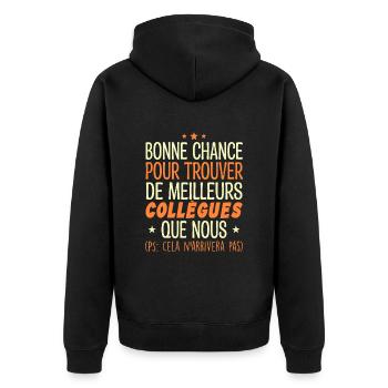 Collègues Cadeau Départ Retraite Humour Collègue - Veste à capuche bio Premium Unisexe - noir - Dos - Nico (187cm)