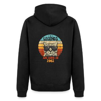 The legends were born in 1961 Anniversary Gift - Unisex Premium Organic Zip Hoodie - black - Back - Nico (187cm)