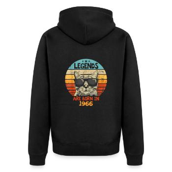The legends were born in 1966 Anniversary Gift - Unisex Premium Organic Zip Hoodie - black - Back - Nico (187cm)