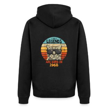 Die Legenden wurden 1968 geboren Jubiläumsgeschenk - Unisex Premium Bio Zip Hoodie - Schwarz - Hinten - Nico (187cm)