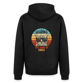 Les légendes sont nées en 1983 Anniversaire Cadeau - Veste à capuche bio Premium Unisexe - noir - Dos - Nico (187cm)