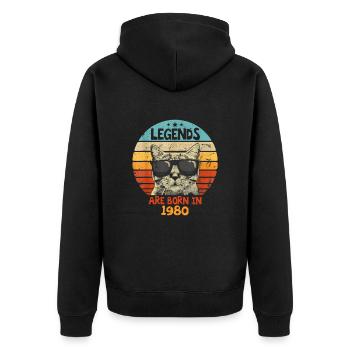Les légendes sont nées en 1980 Anniversaire Cadeau - Veste à capuche bio Premium Unisexe - noir - Dos - Nico (187cm)
