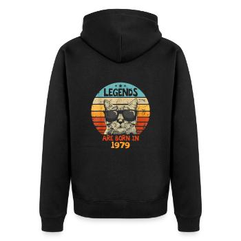 Les légendes sont nées en 1979 Anniversaire Cadeau - Veste à capuche bio Premium Unisexe - noir - Dos - Nico (187cm)