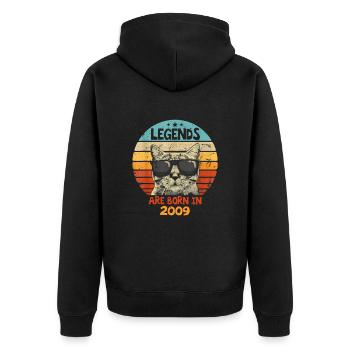 Les légendes sont nées en 2009 Anniversaire Cadeau - Veste à capuche bio Premium Unisexe - noir - Dos - Nico (187cm)