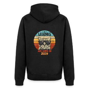 The legends were born in 2019 Anniversary Gift - Unisex Premium Organic Zip Hoodie - black - Back - Nico (187cm)