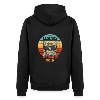 The legends were born in 2016 Anniversary Gift - Unisex Premium Organic Zip Hoodie - black - Back - Nico (187cm)