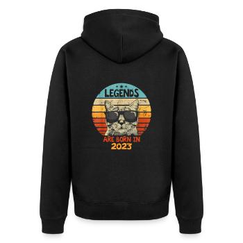 Les légendes sont nées en 2023 Anniversaire Cadeau - Veste à capuche bio Premium Unisexe - noir - Dos - Nico (187cm)