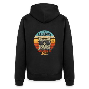 Les légendes sont nées en 2011 Anniversaire Cadeau - Veste à capuche bio Premium Unisexe - noir - Dos - Nico (187cm)