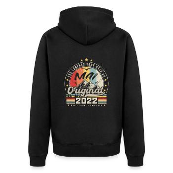 Légendes Mai 2022 Cadeau D'anniversaire Mai 2022 - Veste à capuche bio Premium Unisexe - noir - Dos - Nico (187cm)