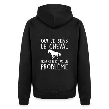 Oui Je Sens Le Cheval Non Ce N'est Pas Un Problème - Veste à capuche bio Premium Unisexe - noir - Dos - Nico (187cm)