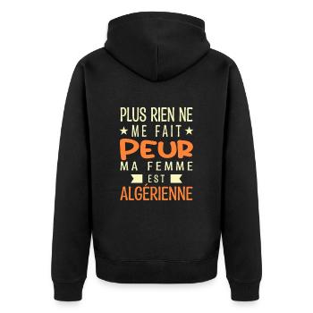 Plus Rien ne me fait peur ma femme est Algérienne - Veste à capuche bio Premium Unisexe - noir - Dos - Nico (187cm)