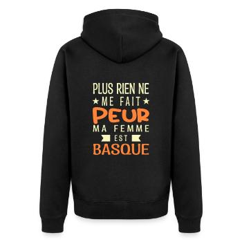 Plus Rien ne me fait peur ma femme est Basque - Veste à capuche bio Premium Unisexe - noir - Dos - Nico (187cm)