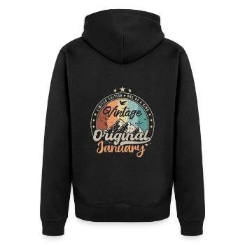 Né en Janvier Cadeau D'anniversaire - Veste à capuche bio Premium Unisexe - noir - Dos - Nico (187cm)