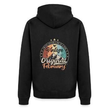 Né en Février Cadeau D'anniversaire - Veste à capuche bio Premium Unisexe - noir - Dos - Nico (187cm)