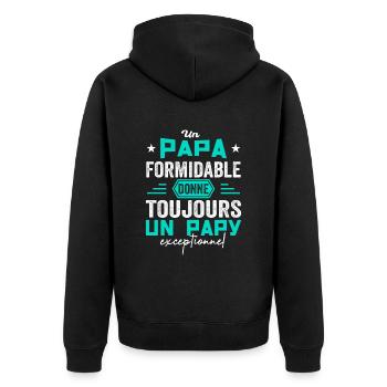 Papa Formidable Papy Exceptionnel Cadeau Papa Papy - Veste à capuche bio Premium Unisexe - noir - Dos - Nico (187cm)
