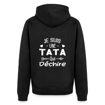 Je Suis Une Tata Qui Déchire - Veste à capuche bio Premium Unisexe - noir - Dos - Nico (187cm)